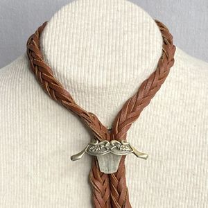 The Fort Scarf Ring Bullhead Mixed Metal Brass Pewter Look Antler Leaf Design